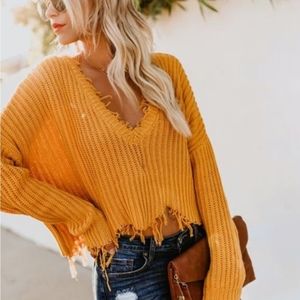 Vivi Skylar Madison Cropped Mustard Sweater